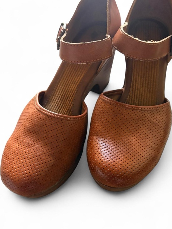 boc Shoes - boc Brown Perforated Leather Mary Jane Clogs